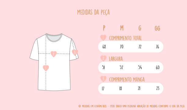 tabela de medidas camiseta